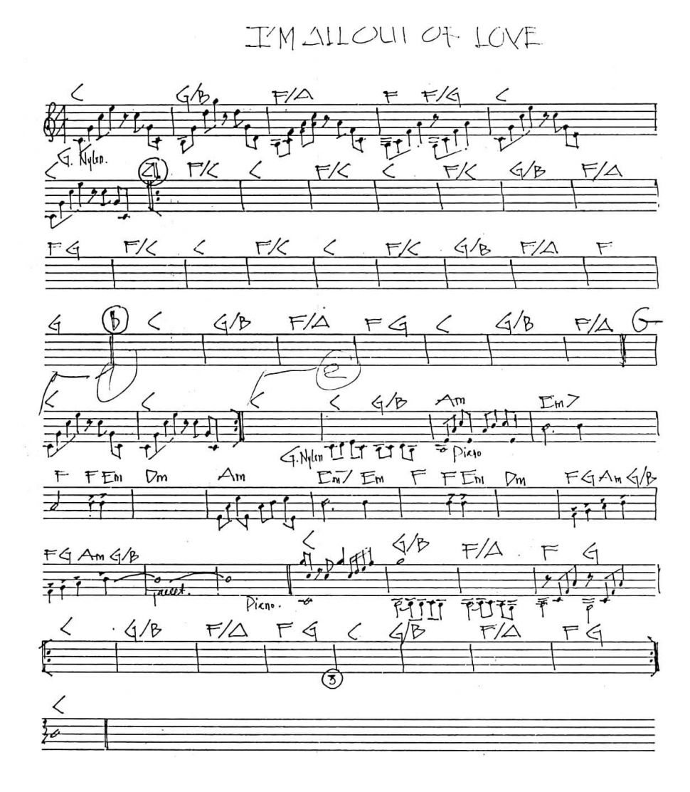 I'm All Out Of Love sheet