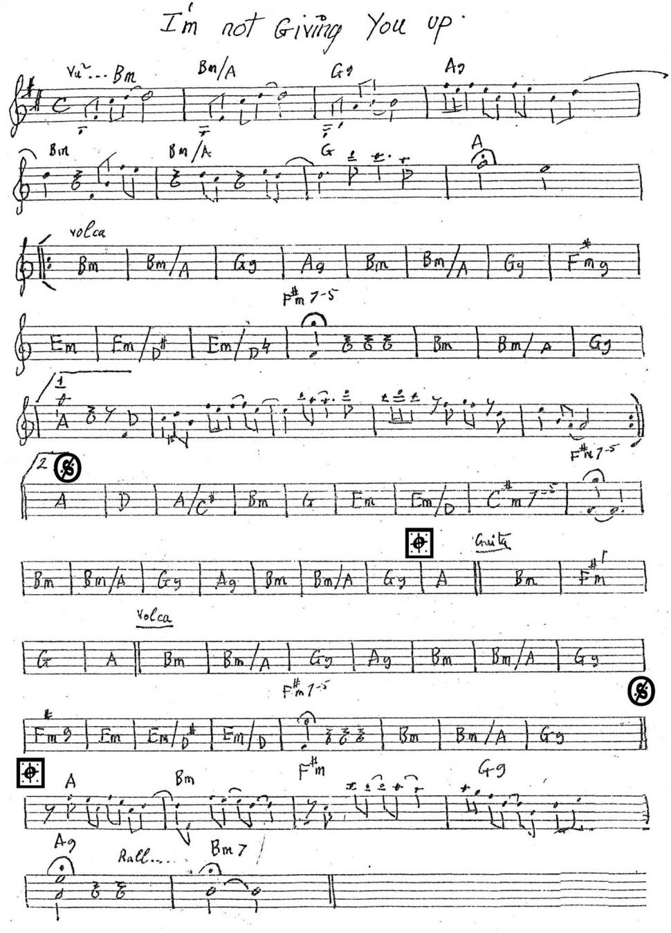 I'm Not Giving You Up sheet