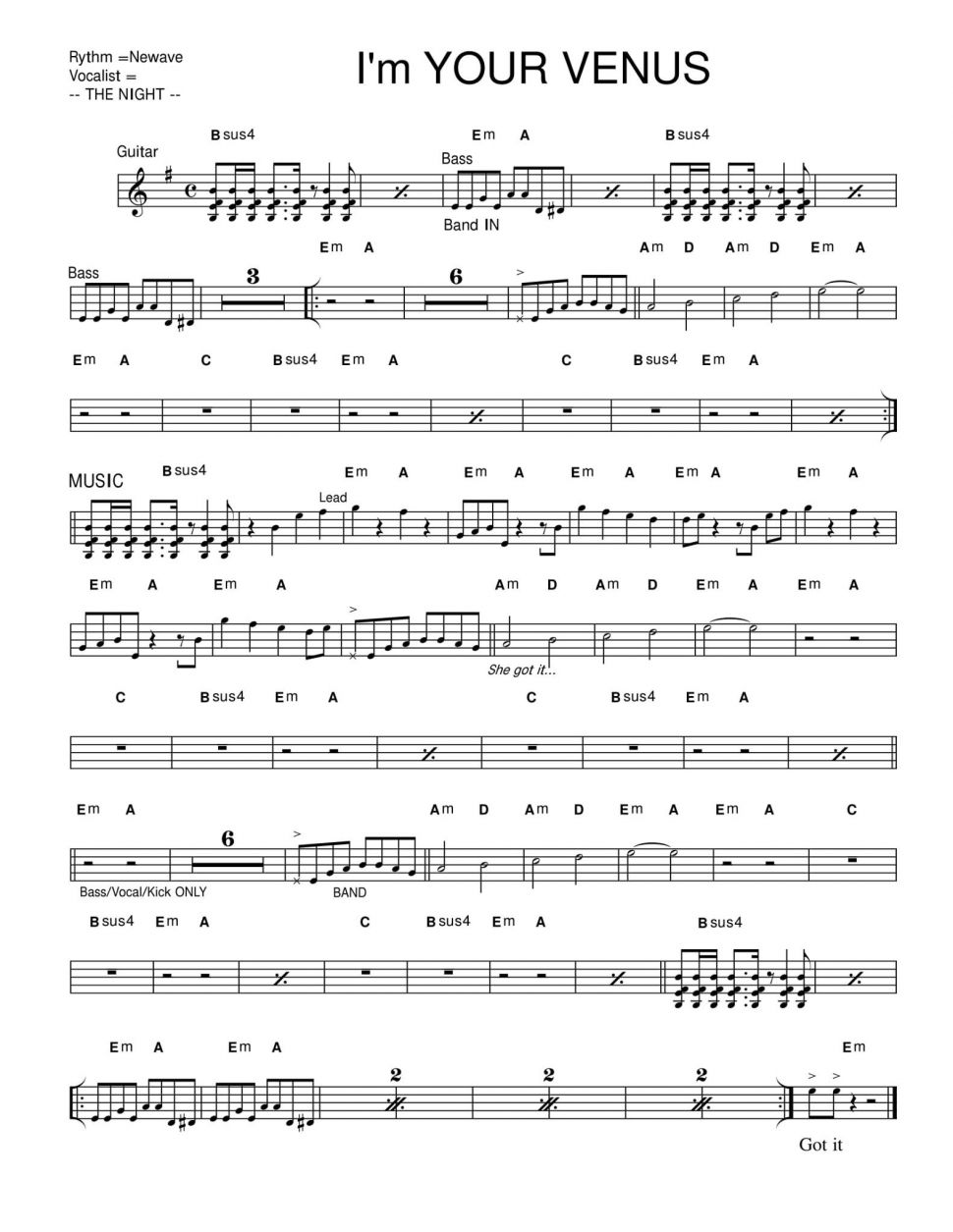 I'm Your Venus sheet