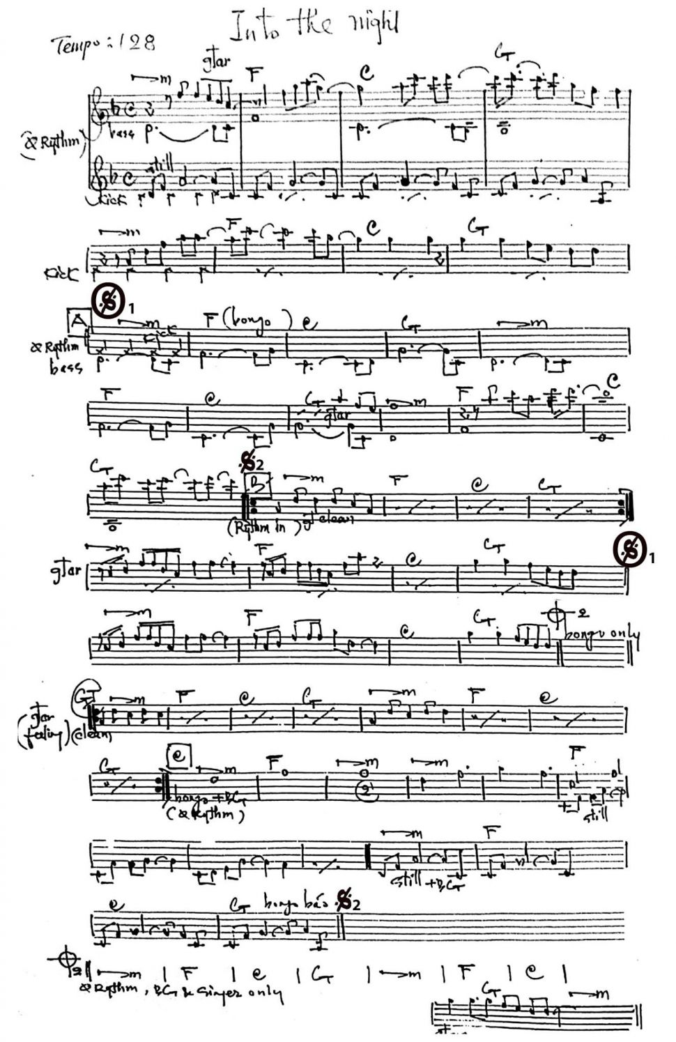 In To The Night sheet