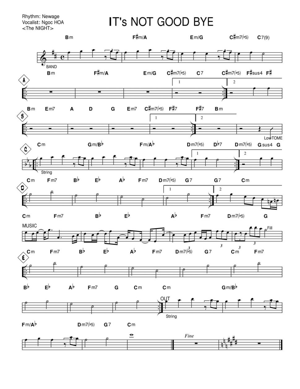 It's Not Goodbye sheet