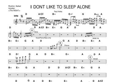I Don't Like To Sleep Alone sheet