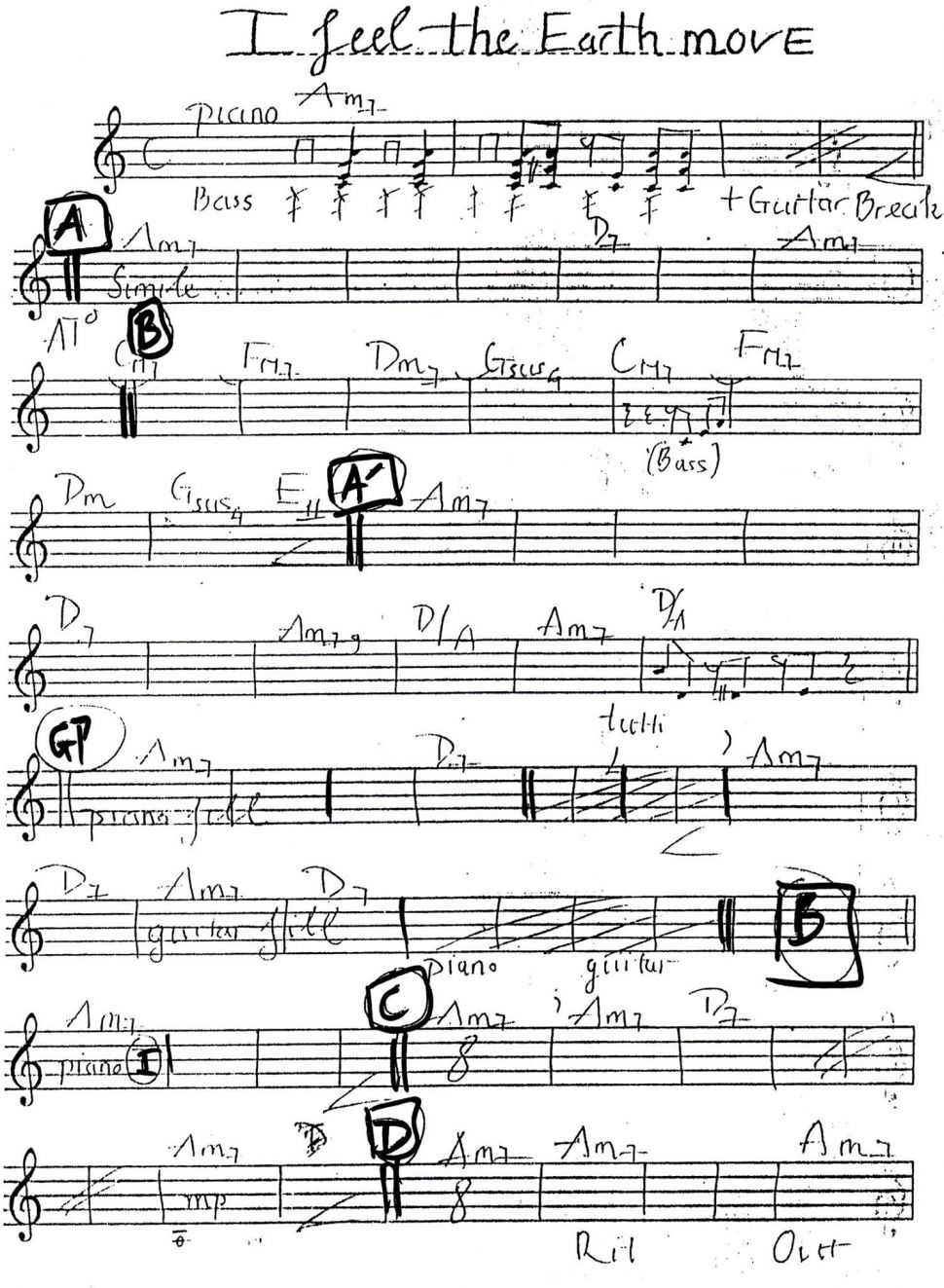 I Feel The Earth Move sheet