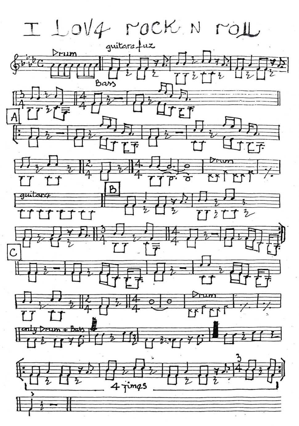 I Love Rock And Roll sheet