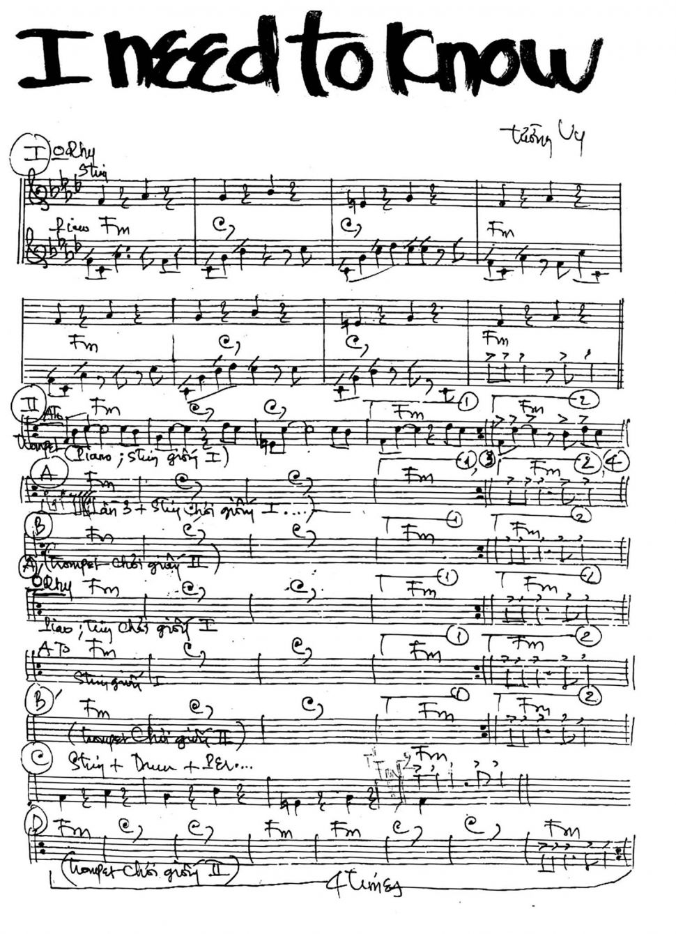 I Need To Know sheet