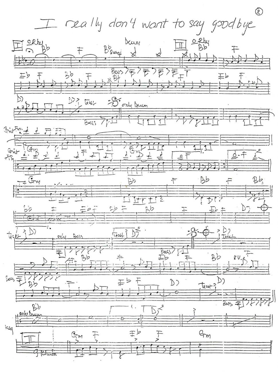 I Really Don't Want To Say Goodbye sheet