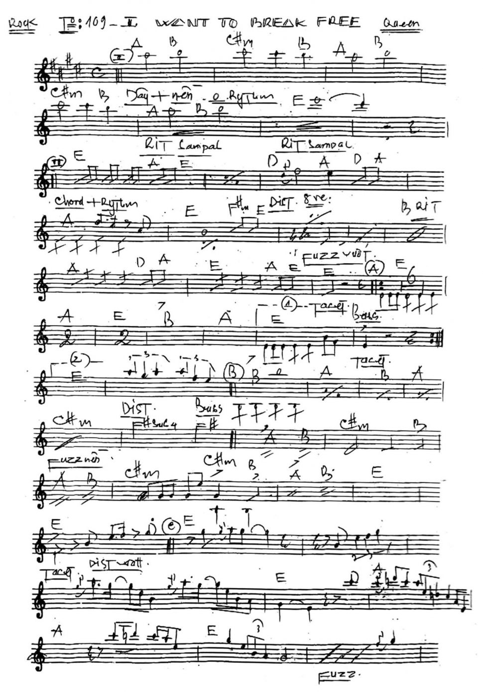 I Want To Break Free sheet