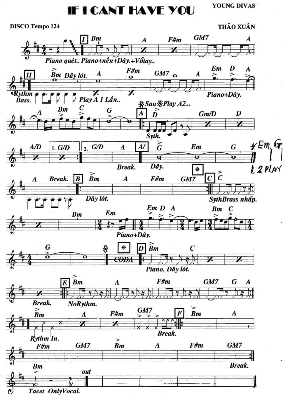 If I Can't Have You sheet