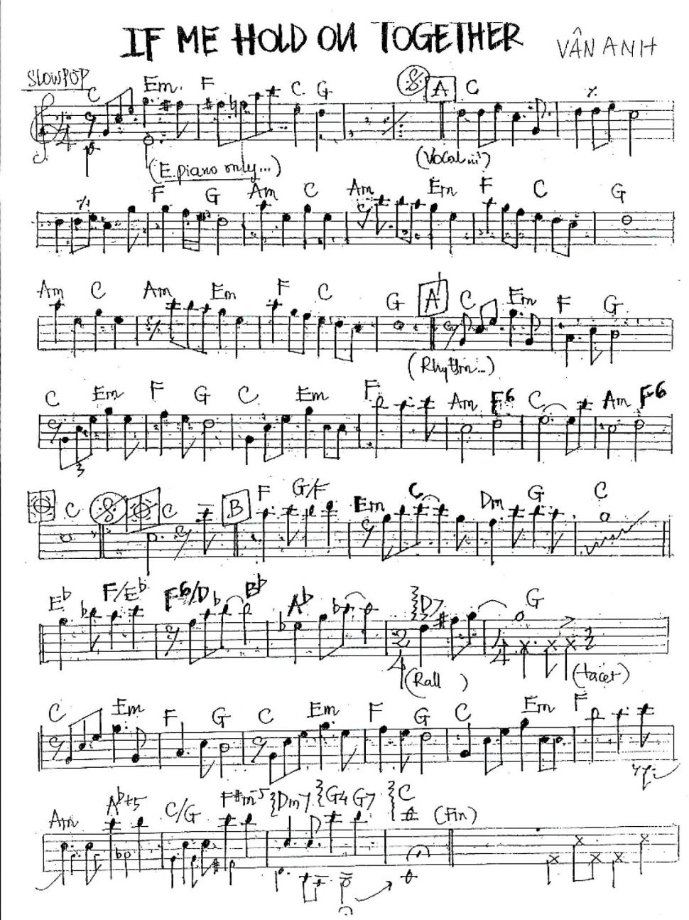 If Me Hold On Together sheet