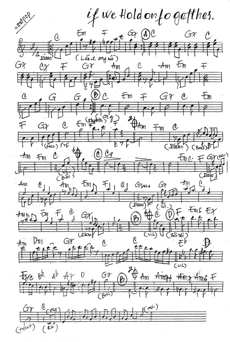 If We Hold On Together sheet