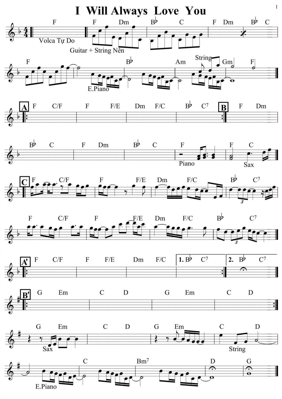 iI Will Always Love You sheet