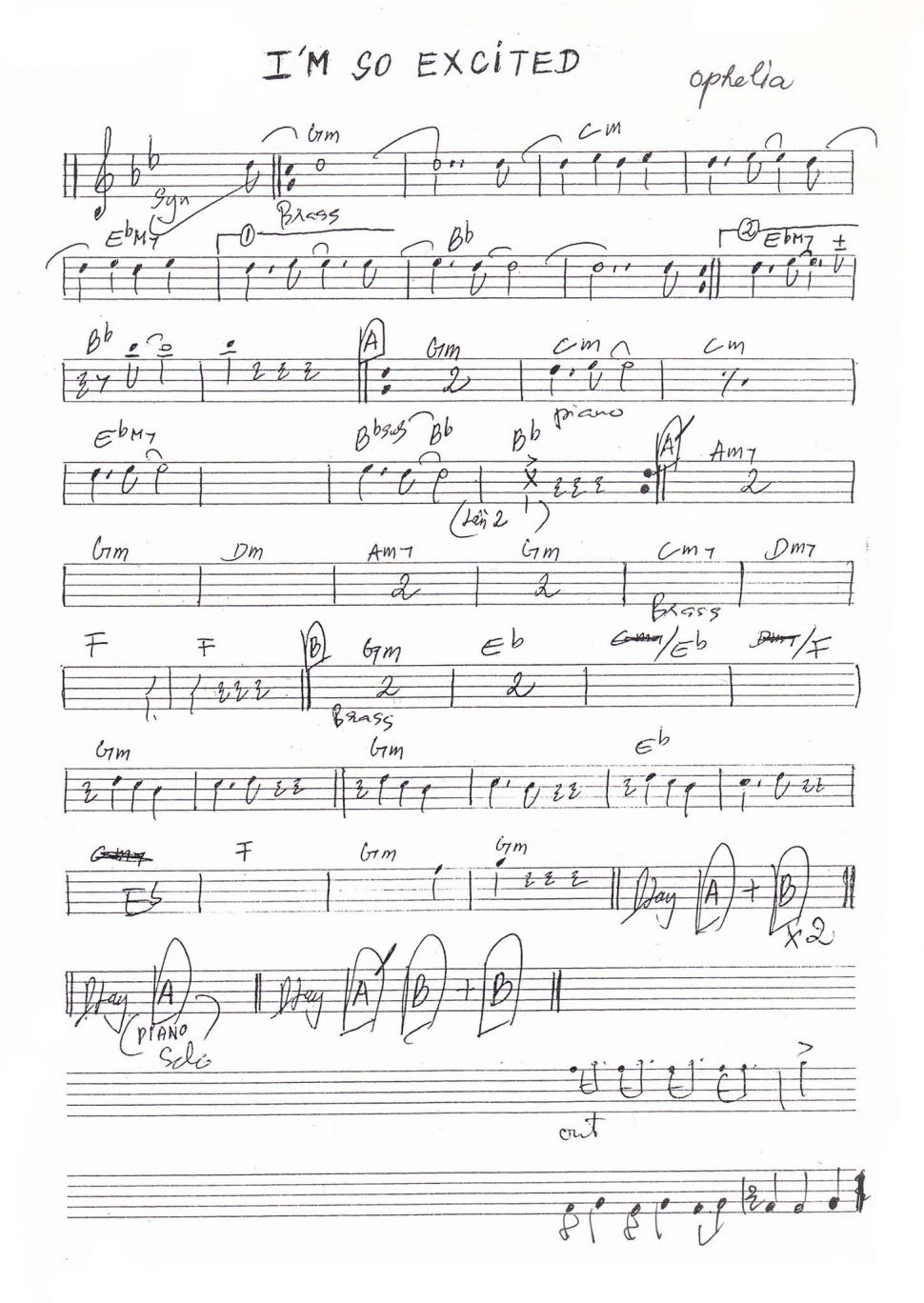 I'm So Excited sheet