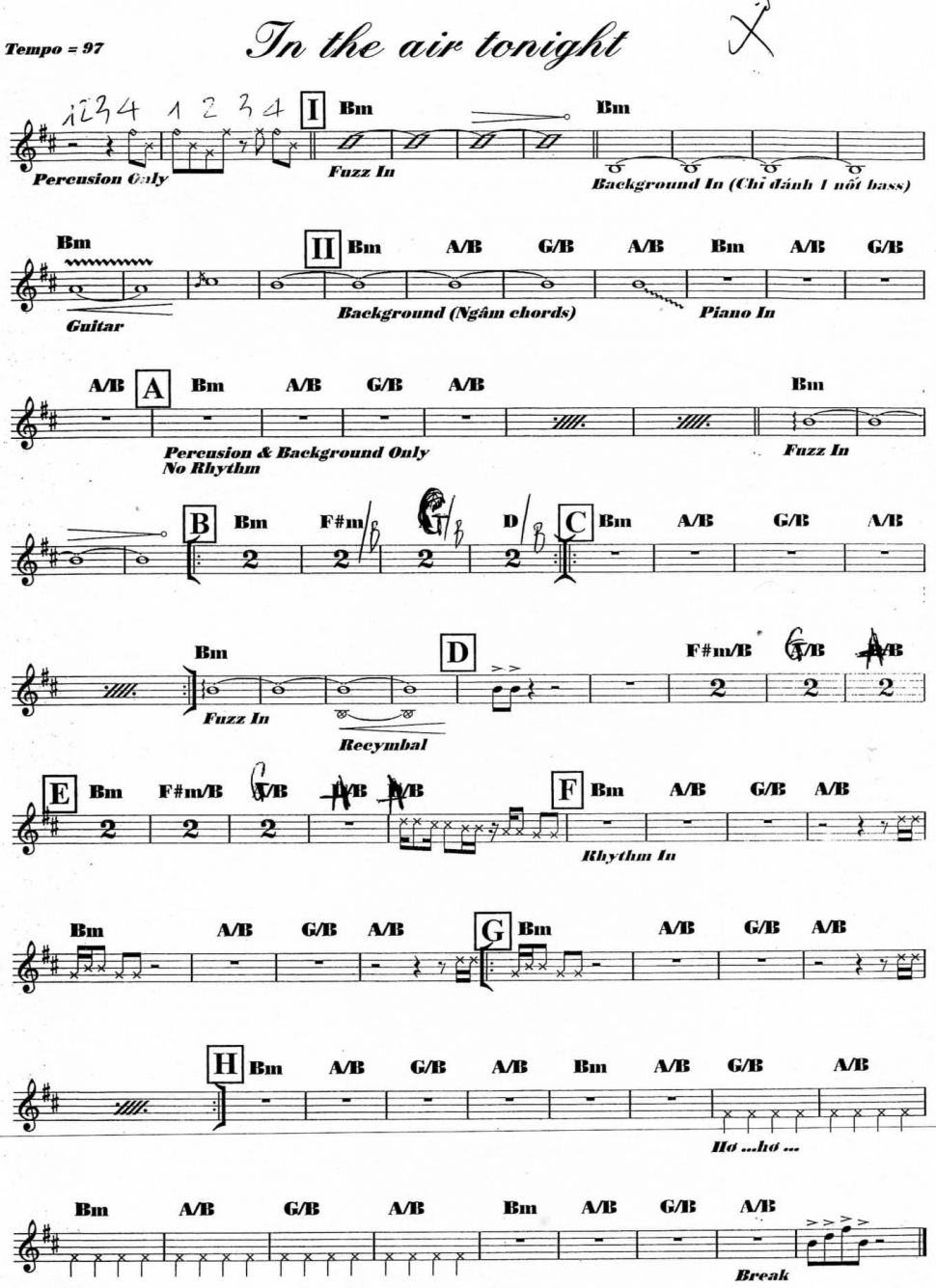 In The Air Tonight sheet