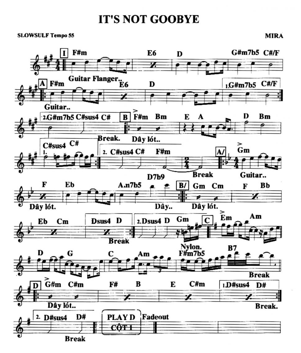 It's Not Goodbye sheet