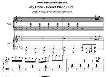 Jay chou - secret piano duet sheet