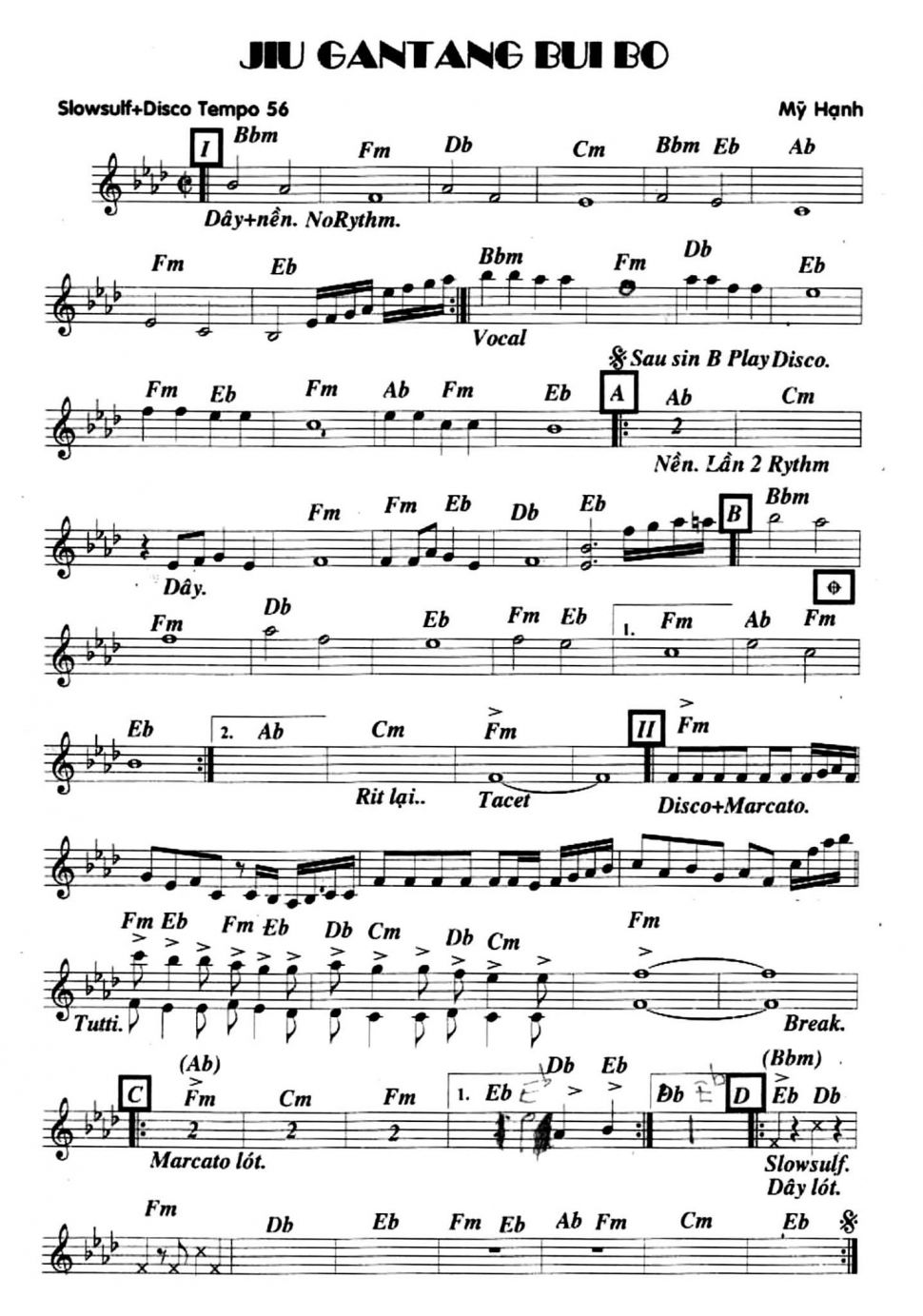 Jiu gantang bui bo sheet