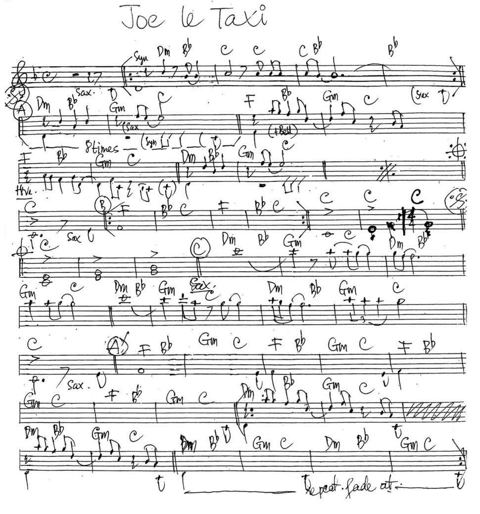 Joe le taxi sheet