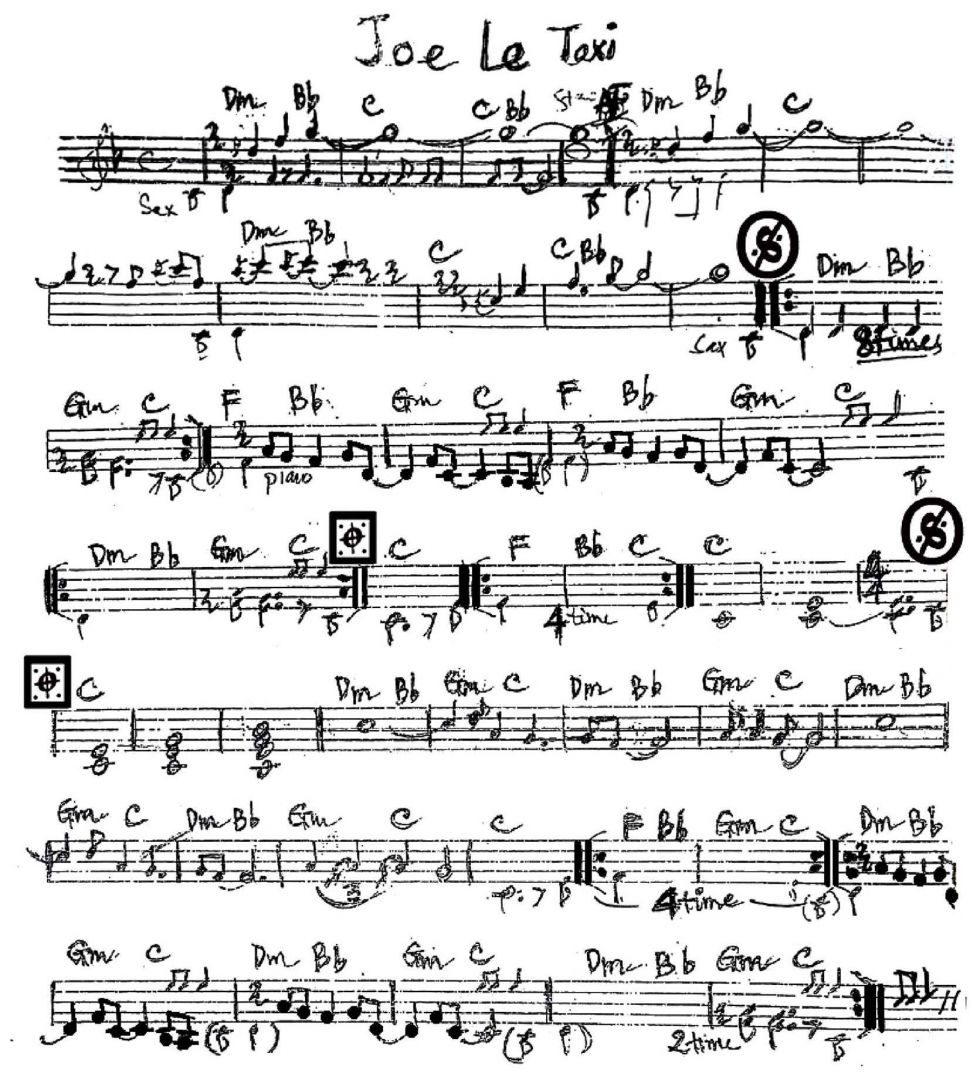 Joe le taxi sheet