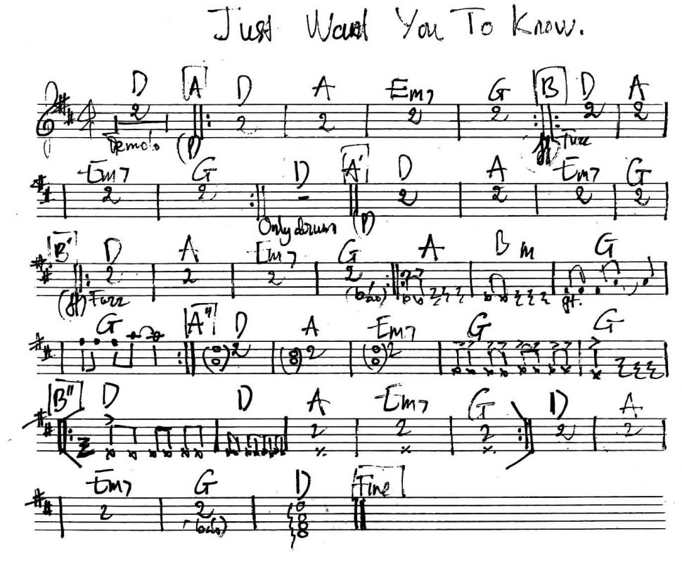 Jurt want you to know sheet