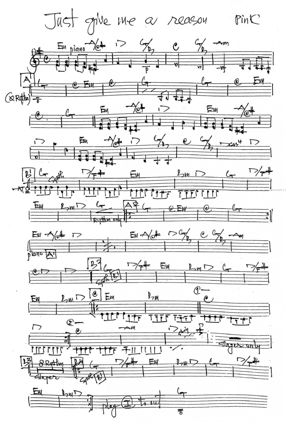 Just give me a reason pink sheet