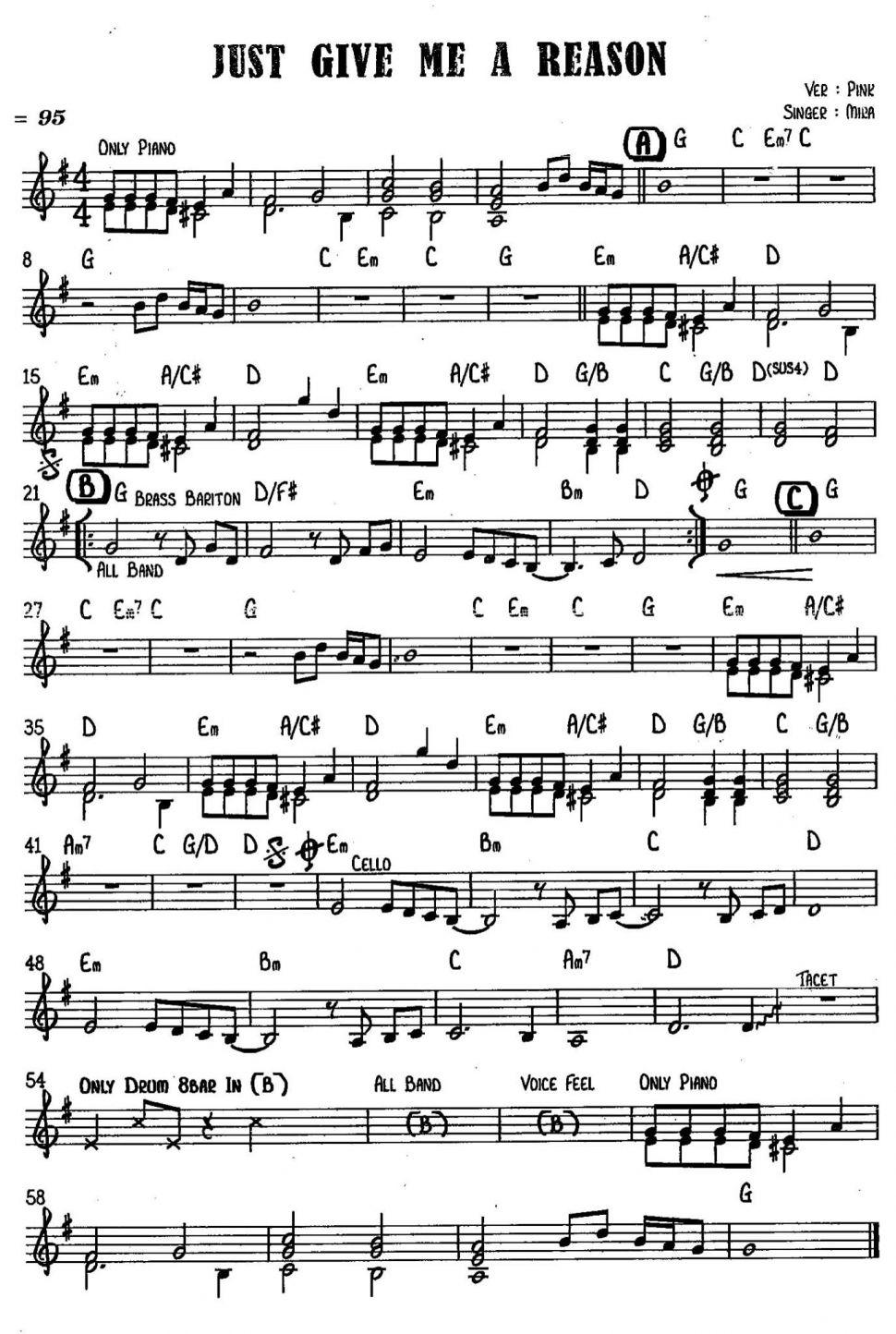 Just give me a reason sheet