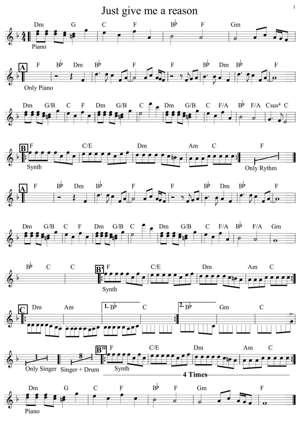 Just give me a reason sheet