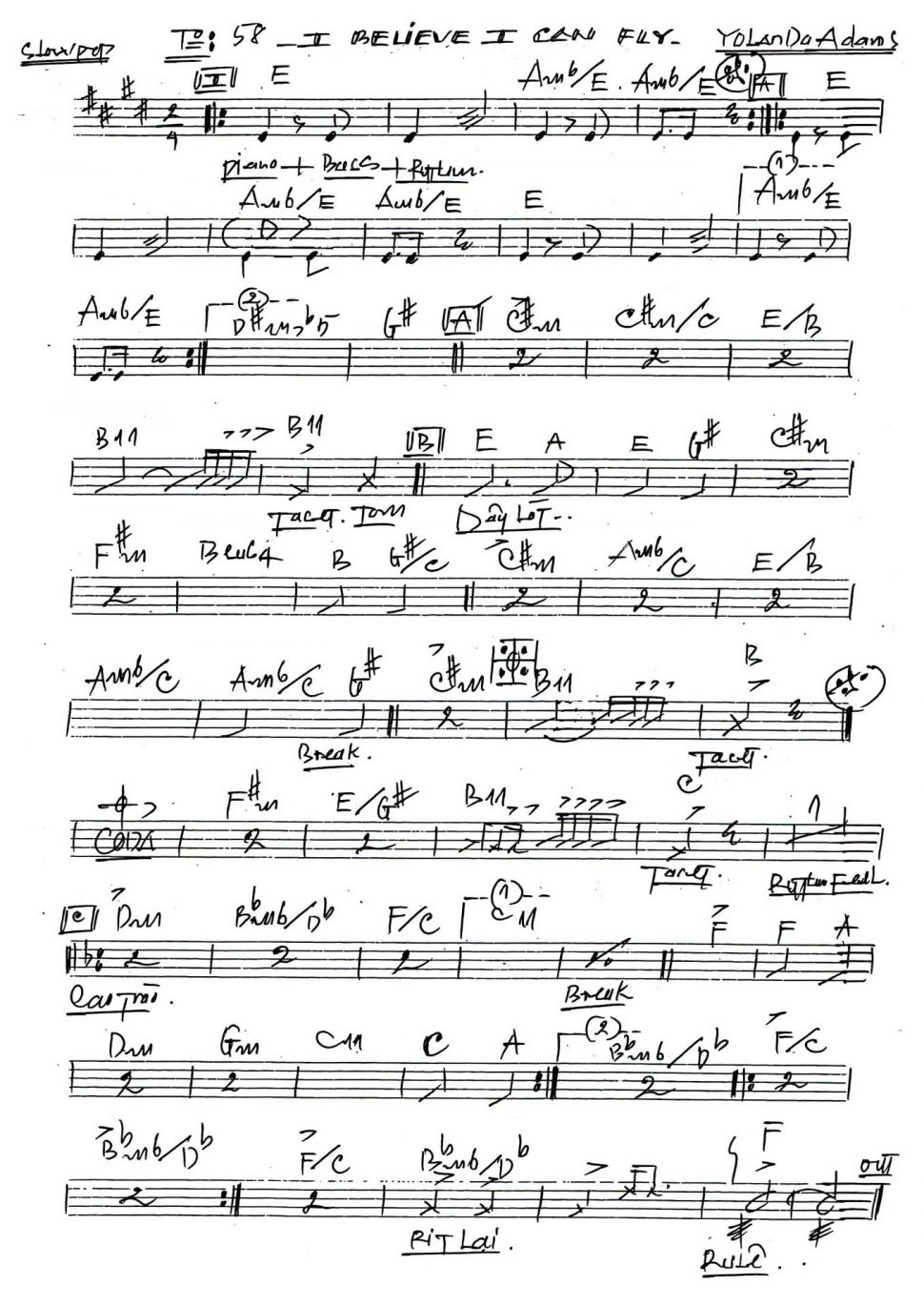 I Belive I Can Fly sheet