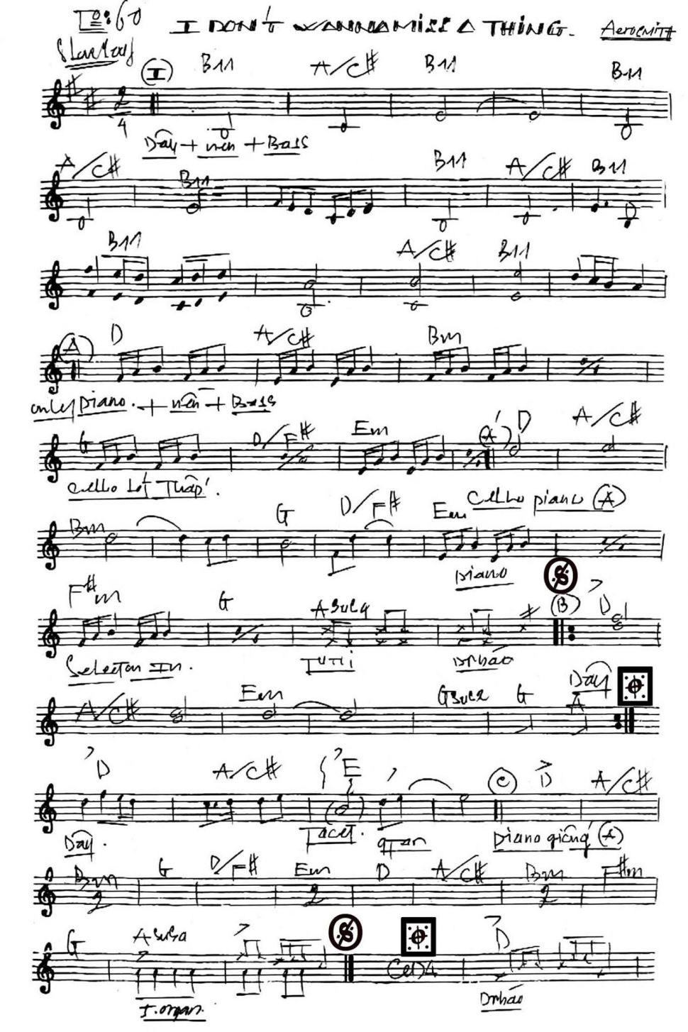 I Don't Wanna Miss A Thing sheet