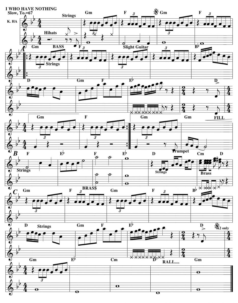 I Who Have Nothing sheet