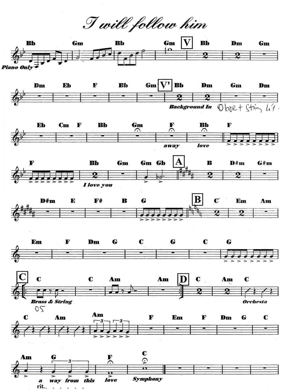 I Will Follow Him sheet