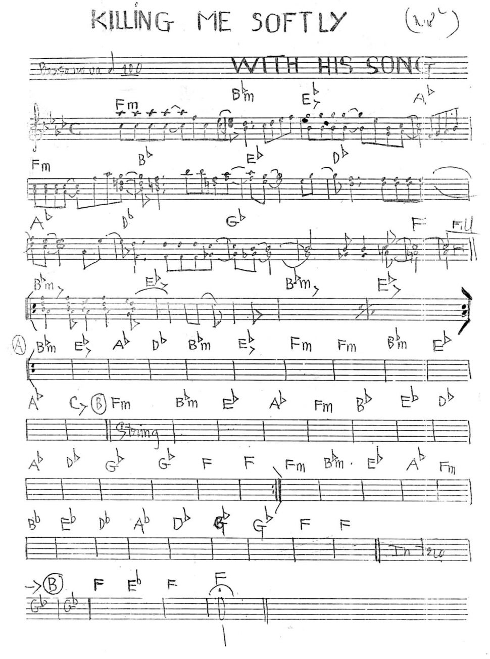 Killing me softly sheet