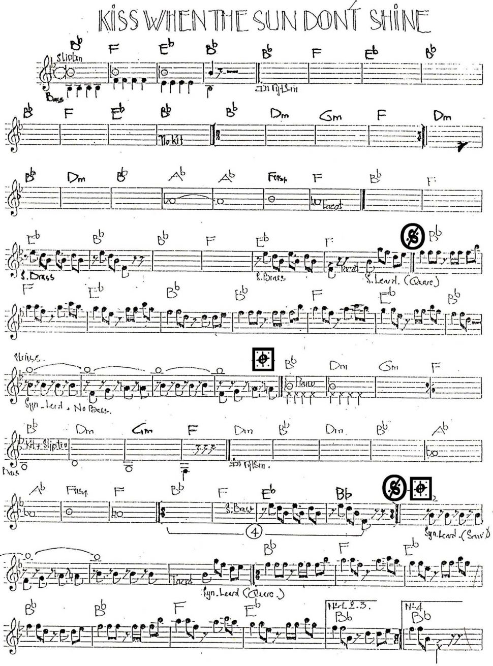 Kiss when the sun don't shine sheet