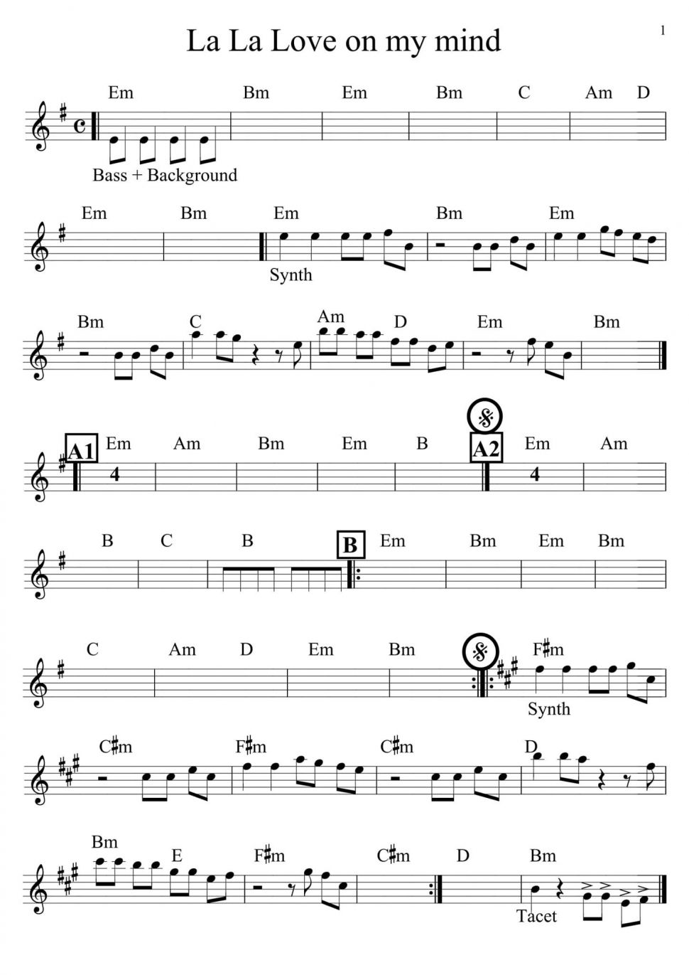 La La Love On My Mind sheet