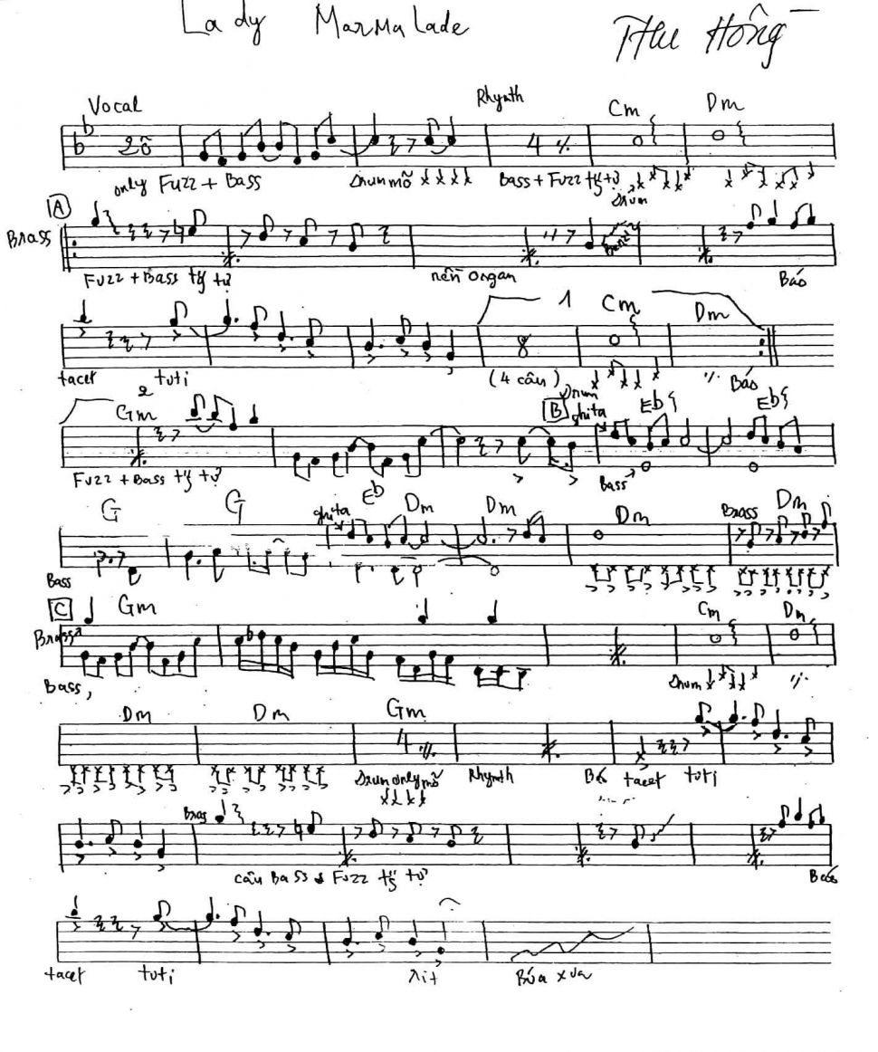 Lady Marmalade sheet