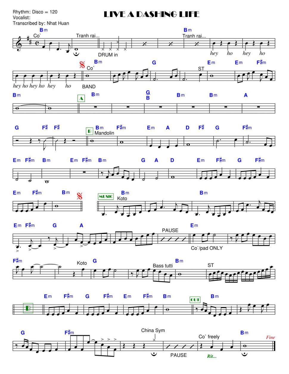 Live A Dashing Life sheet