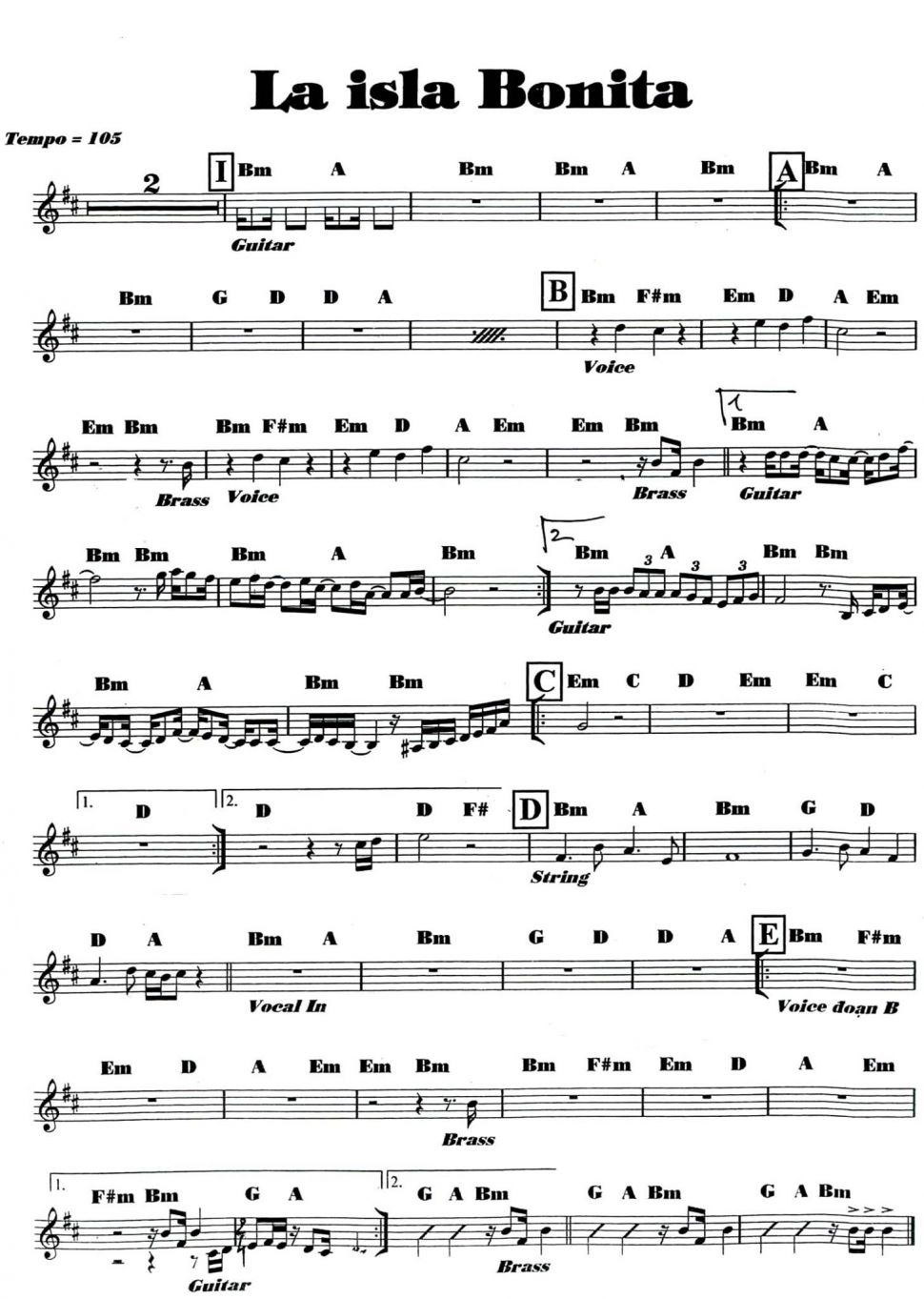 La Is La Bonita sheet