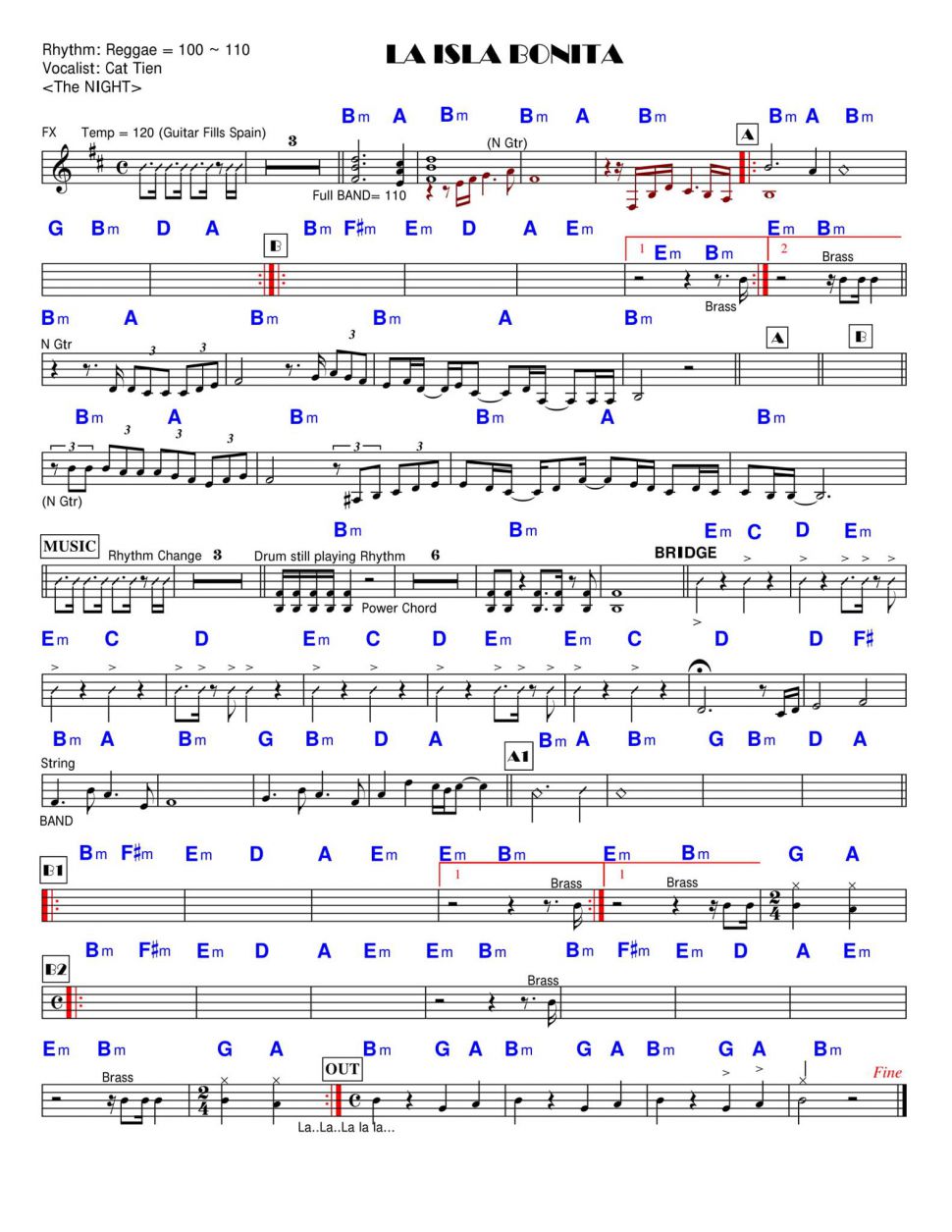 La Is La Bonita sheet