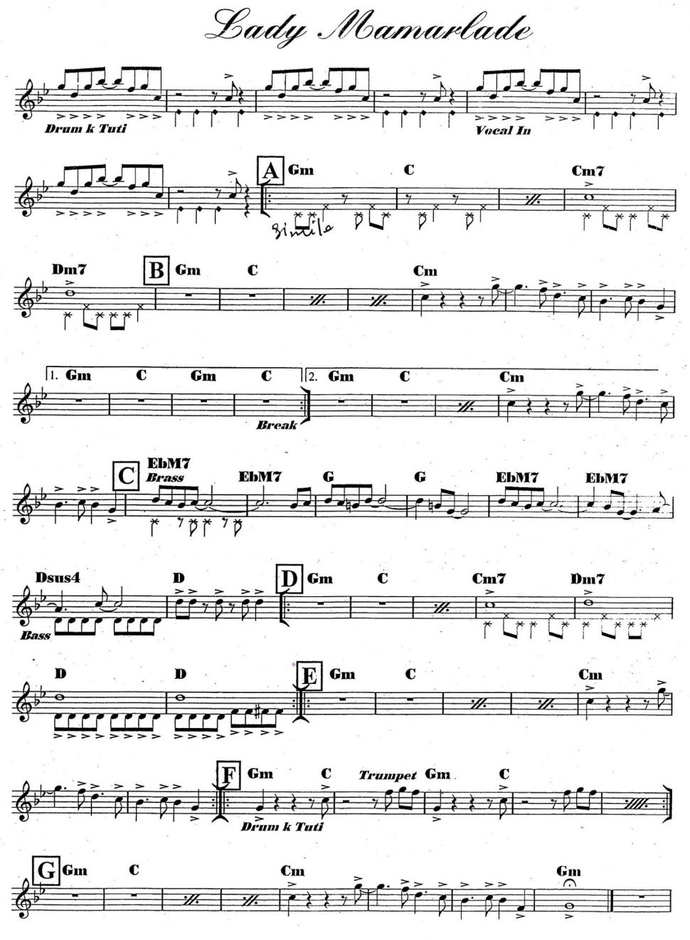 Lady Marmalade sheet