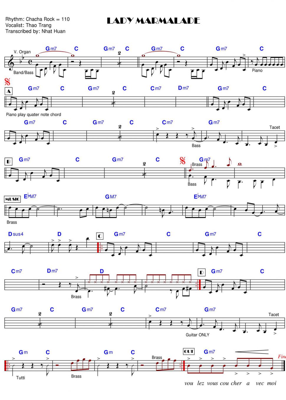 Lady Marmalade sheet