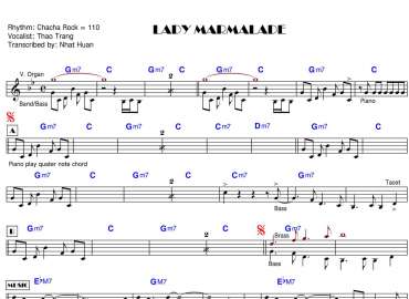 Lady Marmalade sheet