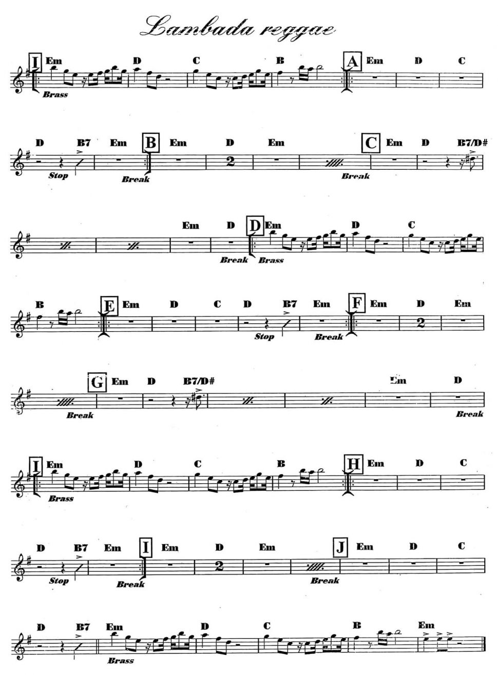 Lambada Reggae sheet