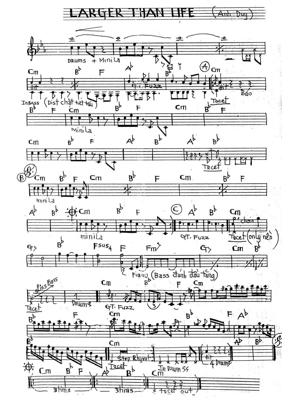 Larger Than Life sheet