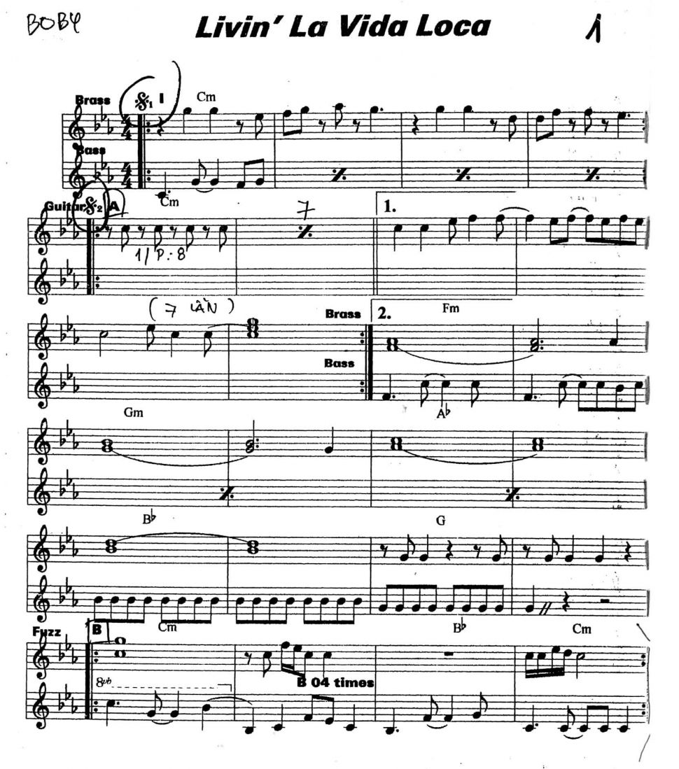 Livin'la Vida Loca sheet