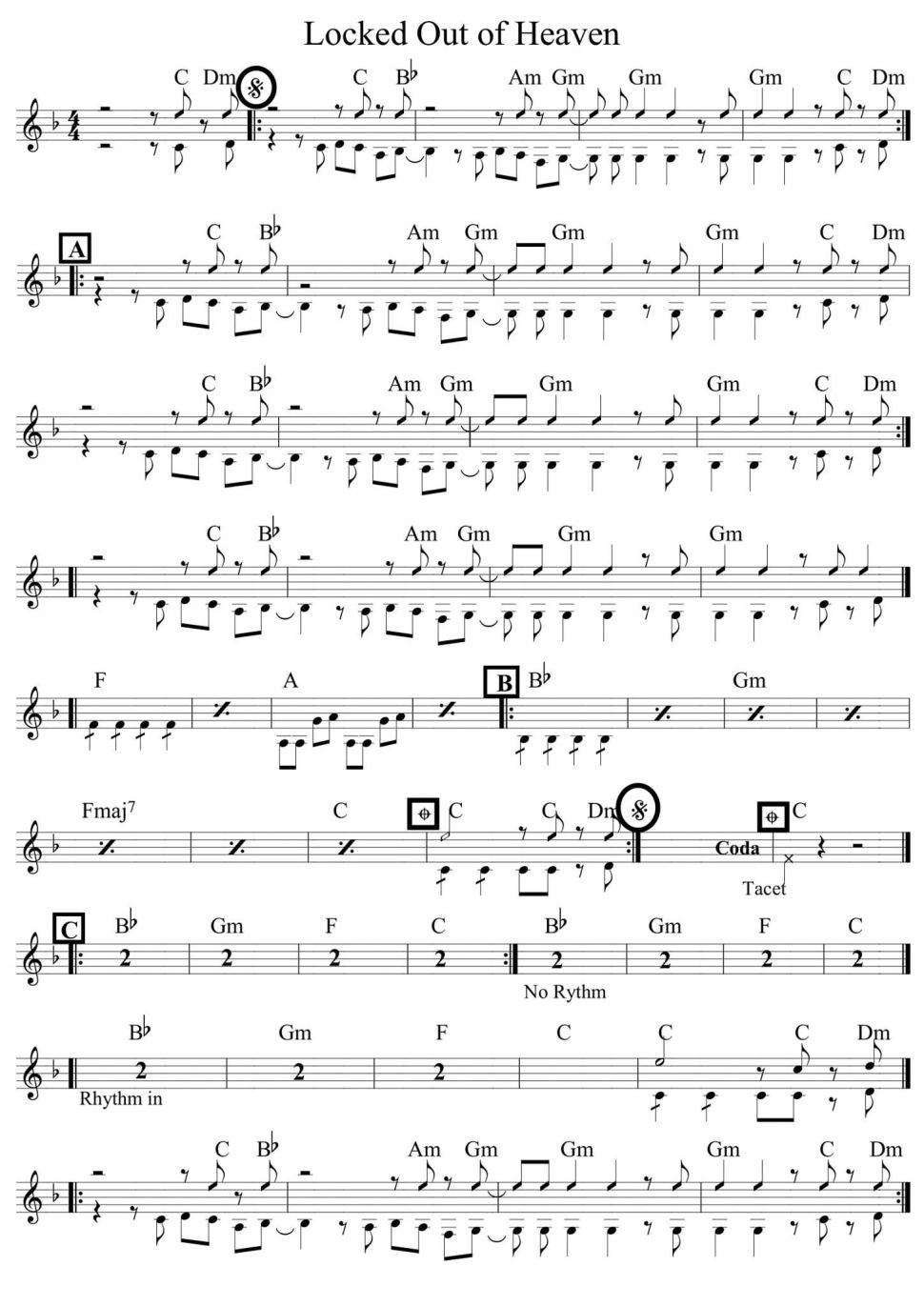 Locked Out Of Heaven sheet