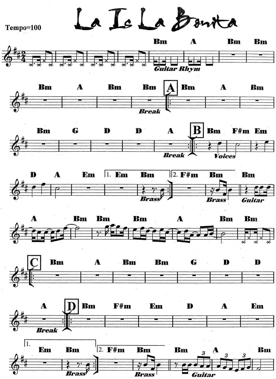 La Is La Bonita sheet