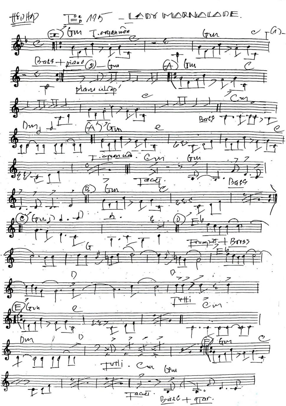 Lady Marnalade sheet