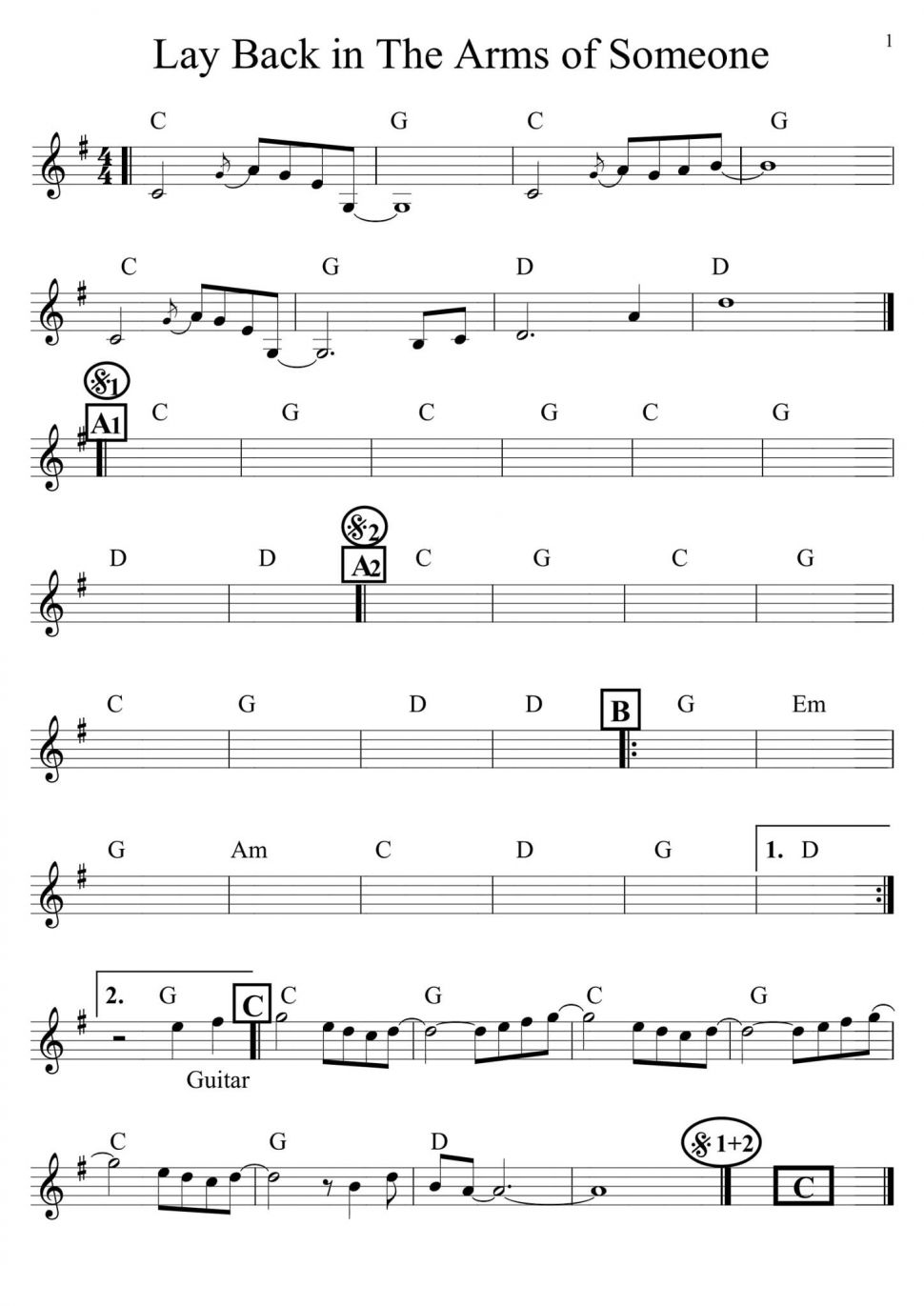 Lay Back In The Arms Of Someone sheet