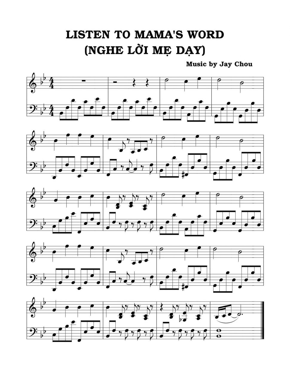 Listen To Mama's World sheet