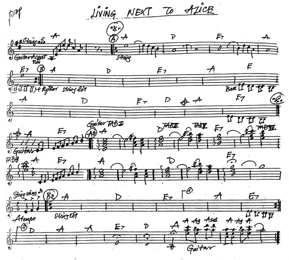 Living Next To Alice sheet