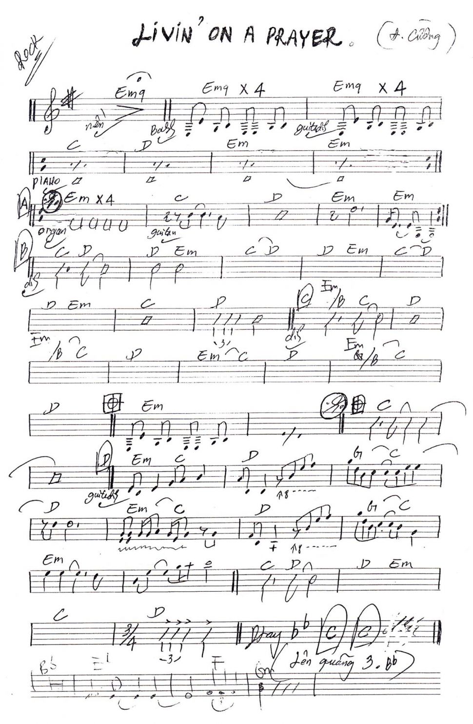 Livin'on A Prayer sheet